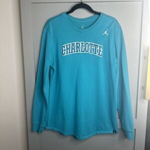 Mens‎ Air Jordan NBA Charlotte Hornets Crew Neck Long Sleeve Shirt Sz Large